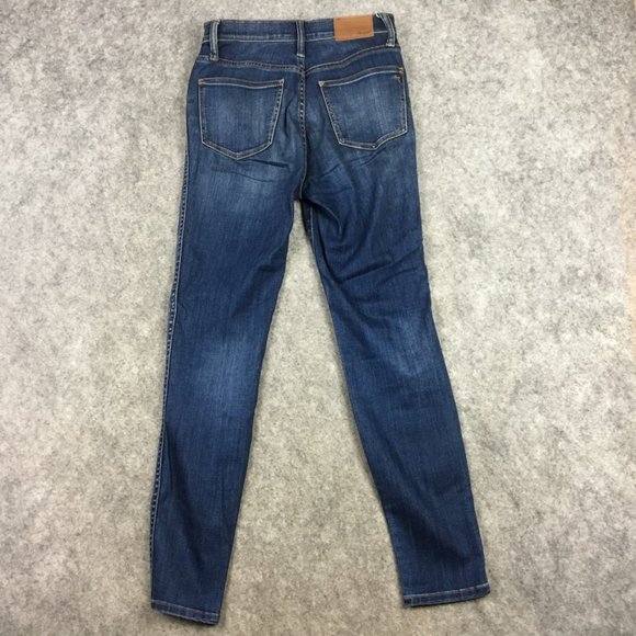 Madewell Jeans 26 2 10" High Rise Skinny Dark Wash Distressed Blue Tencel Lyocel - Picture 15 of 16
